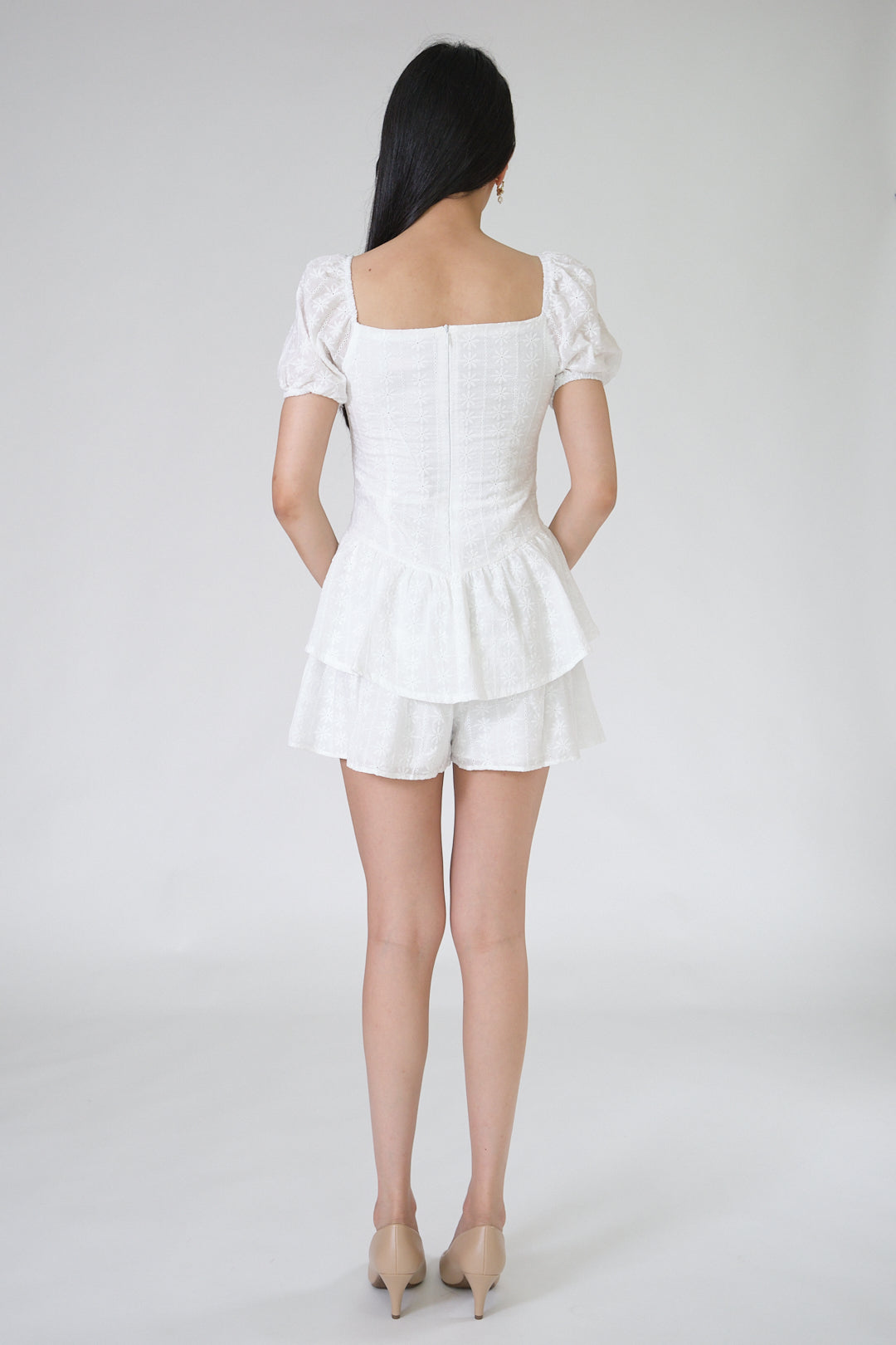 Chixxie Cassie Lace Playsuit (White)