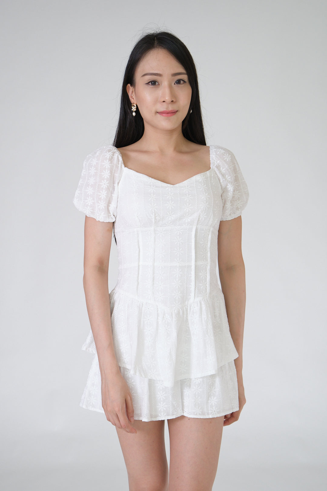 Chixxie Cassie Lace Playsuit (White)