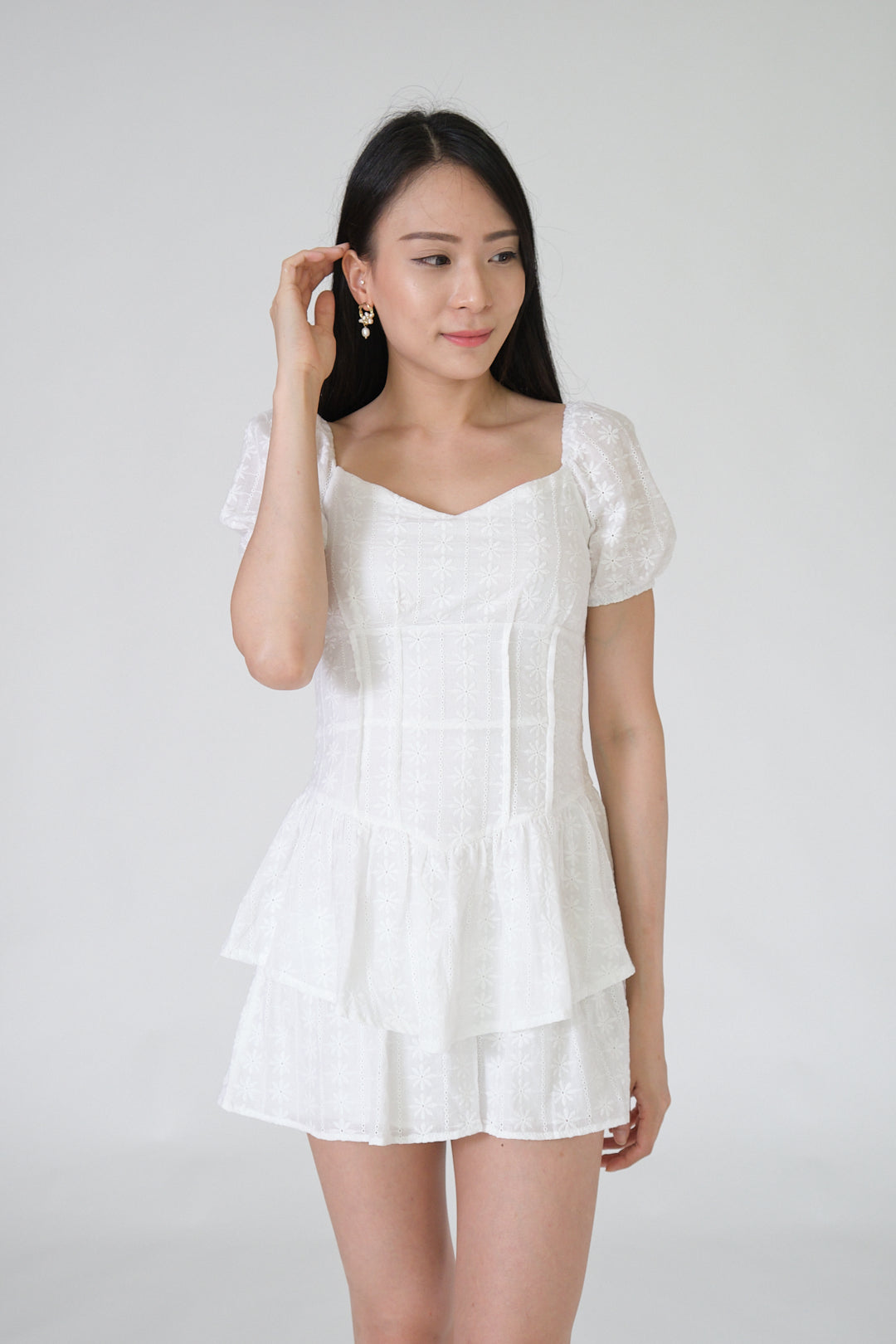 Chixxie Cassie Lace Playsuit (White)