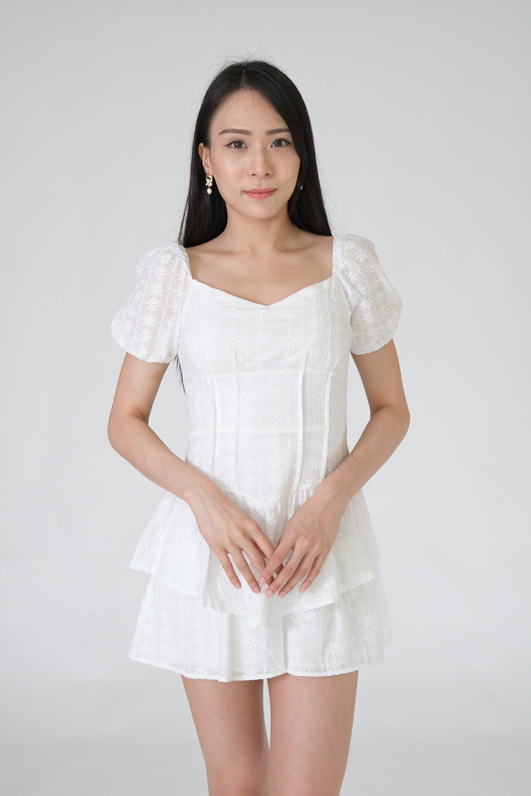 Chixxie Cassie Lace Playsuit (White)