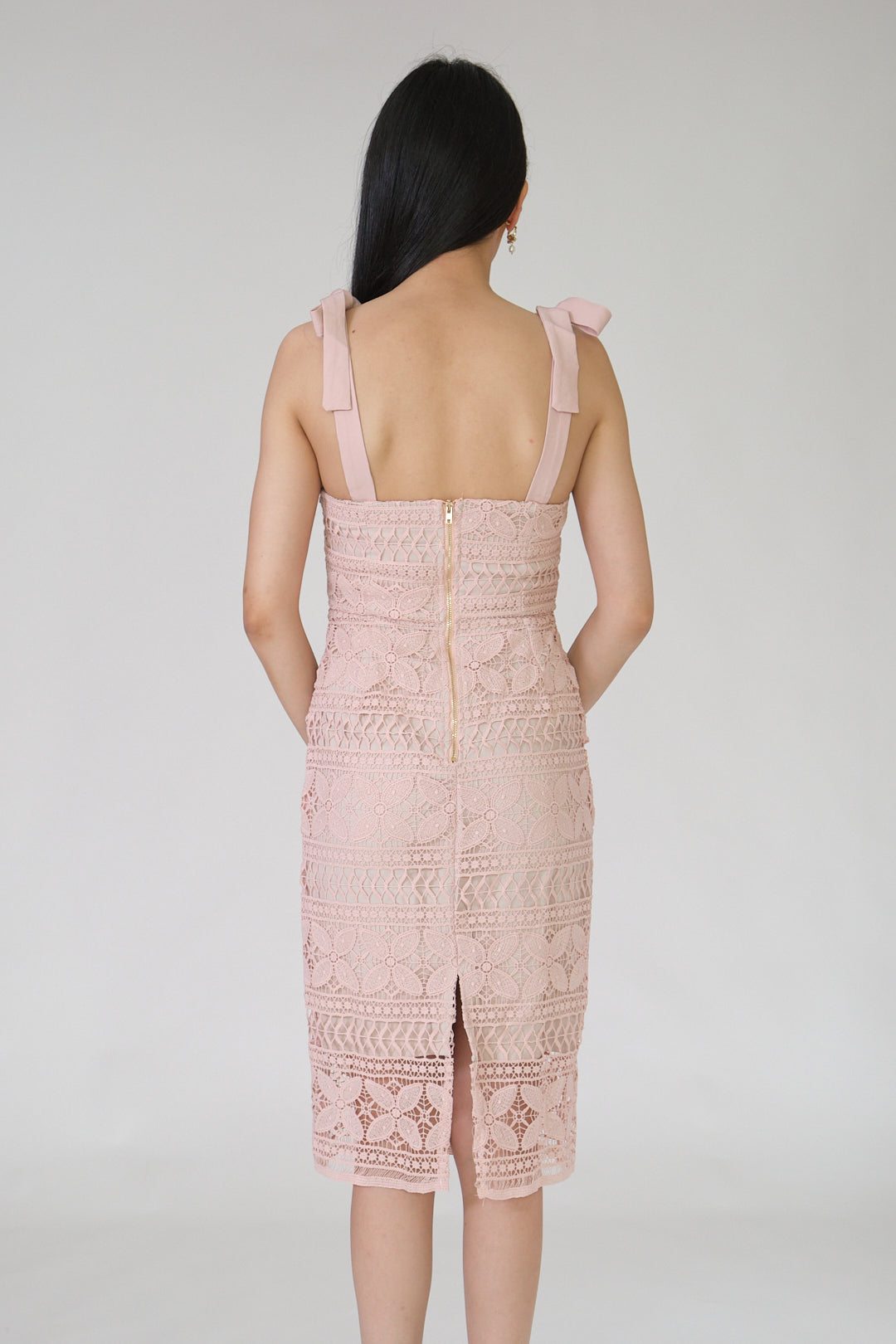 Chixxie Jesse Ribbon Lace Dress (Pink)