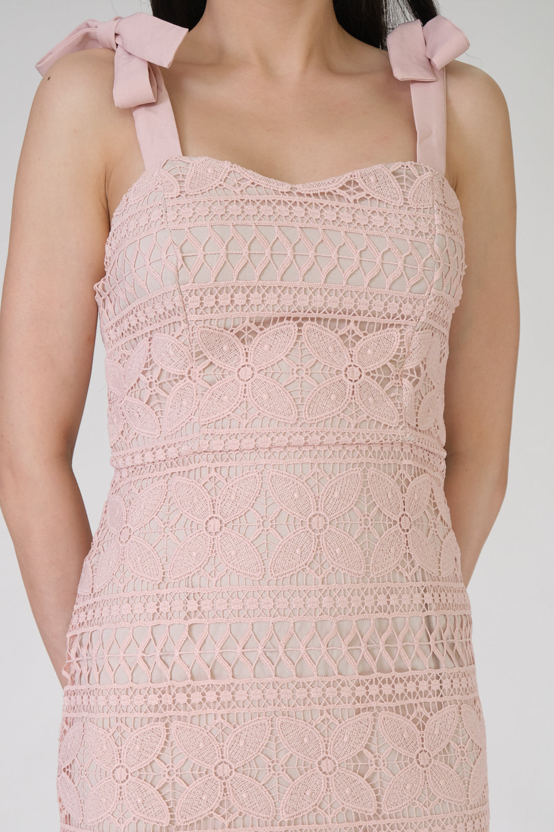 Chixxie Jesse Ribbon Lace Dress (Pink)