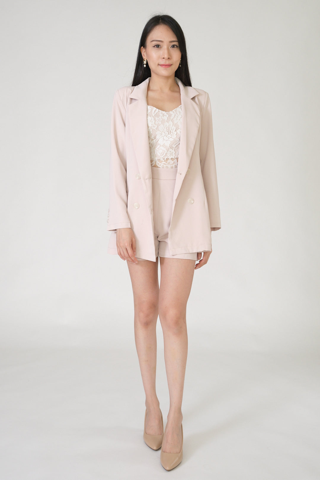 Chixxie Sydney Two-Piece Blazer Set (Beige)