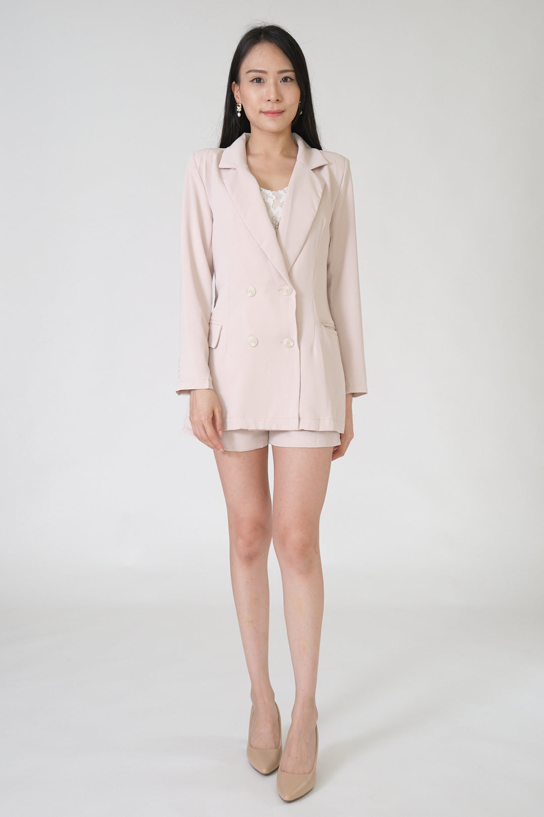 Chixxie Sydney Two-Piece Blazer Set (Beige)