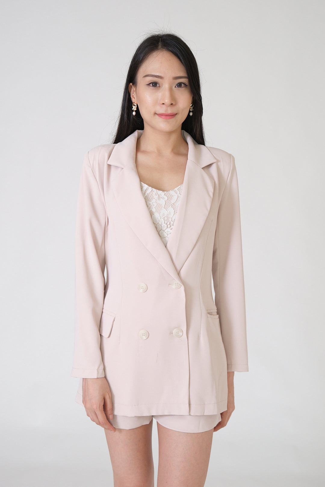 Chixxie Sydney Two-Piece Blazer Set (Beige)