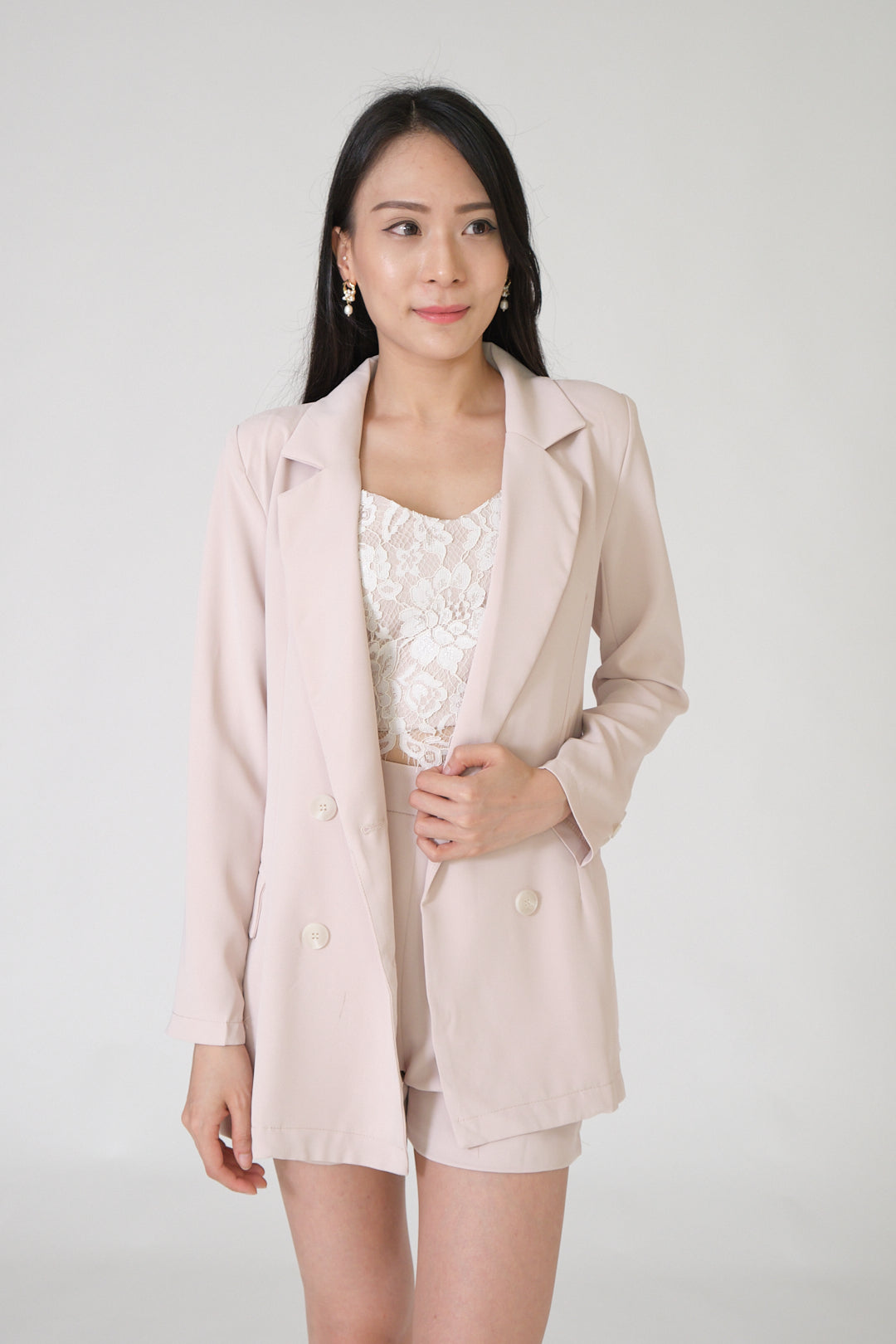 Chixxie Sydney Two-Piece Blazer Set (Beige)