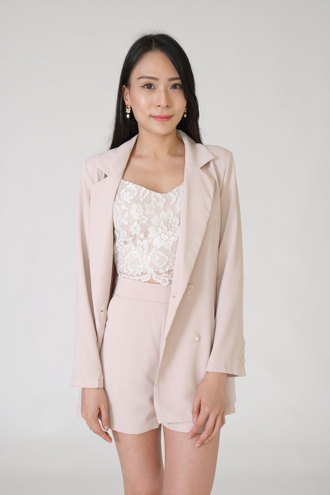 Chixxie Sydney Two-Piece Blazer Set (Beige)