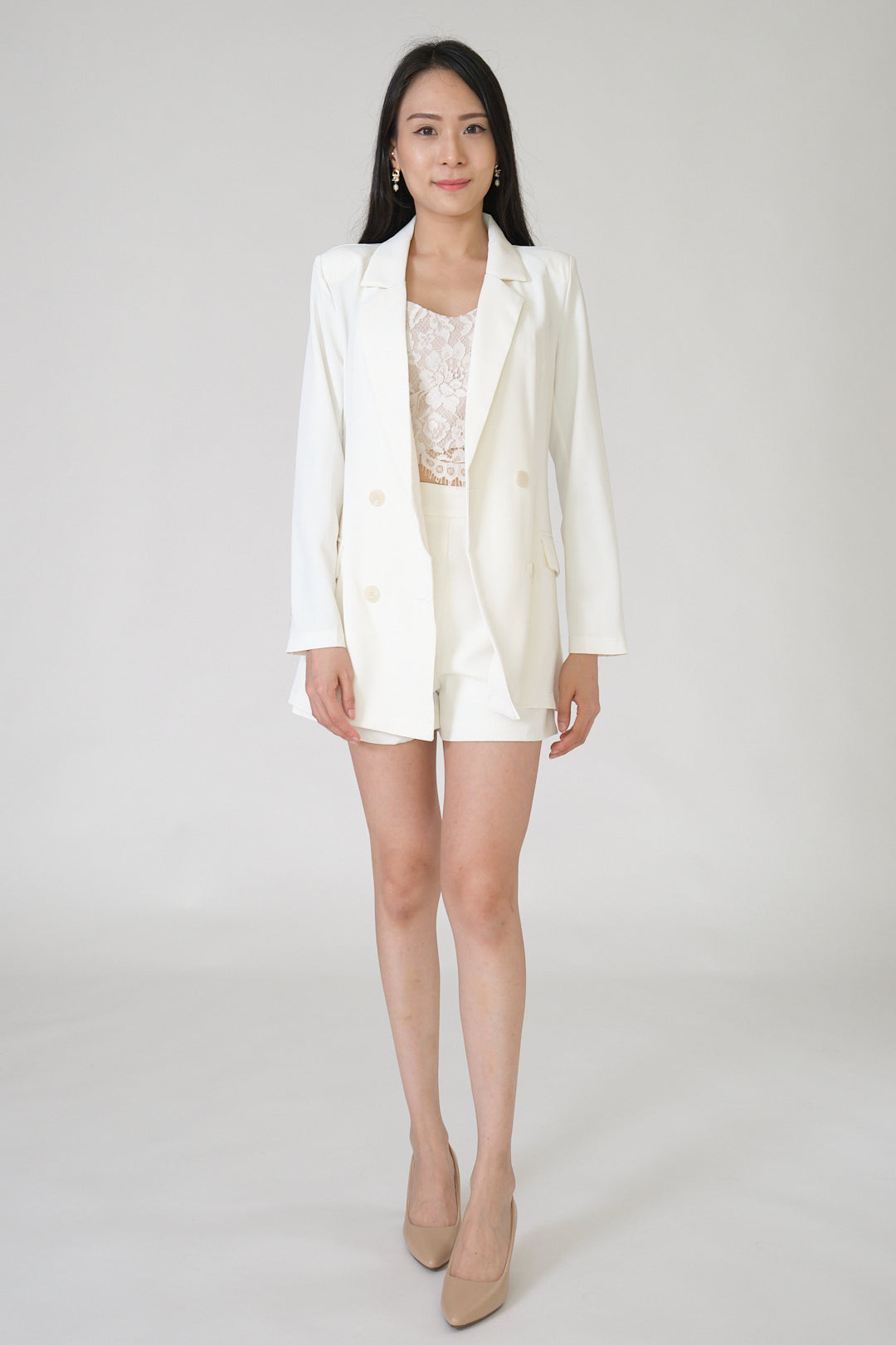Chixxie Sydney Two-Piece Blazer Set (White)