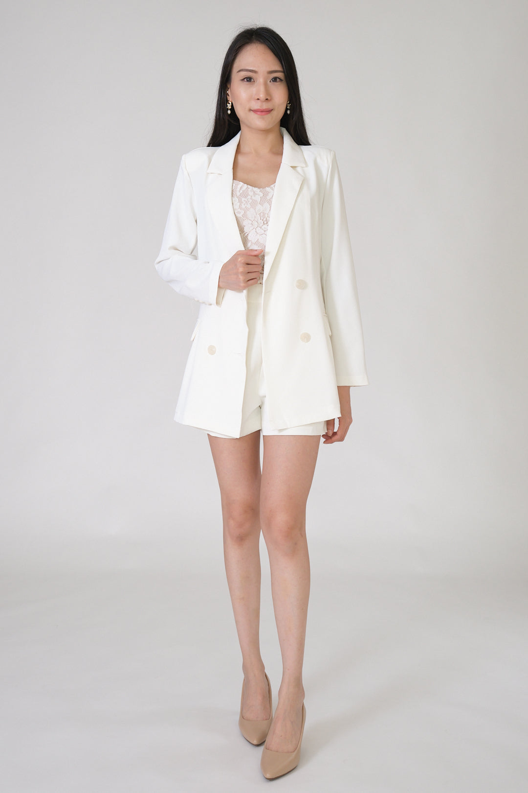 Chixxie Sydney Two-Piece Blazer Set (White)