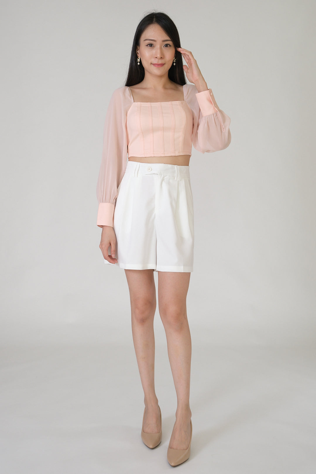 Chixxie Natasha Long Sleeve Crop Top (Pink)