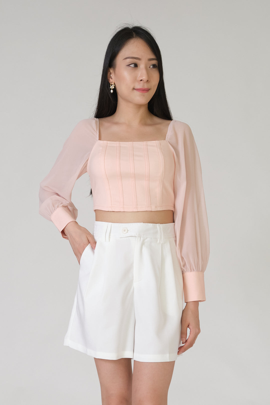 Chixxie Natasha Long Sleeve Crop Top (Pink)