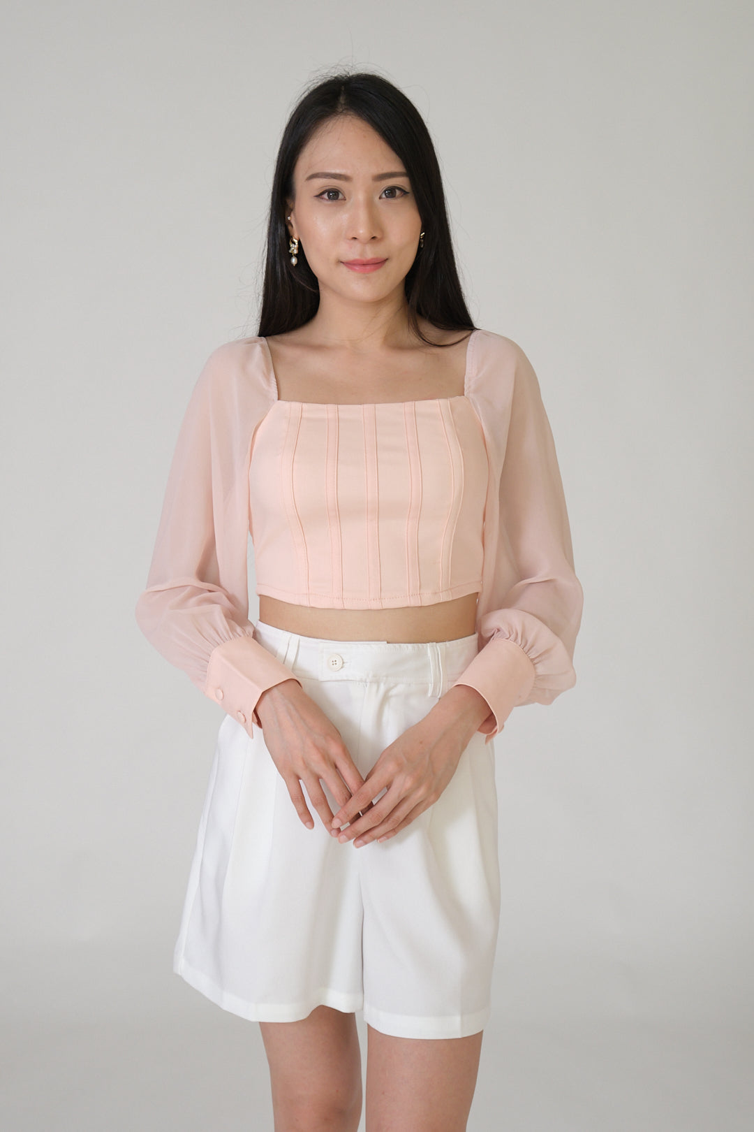 Chixxie Natasha Long Sleeve Crop Top (Pink)