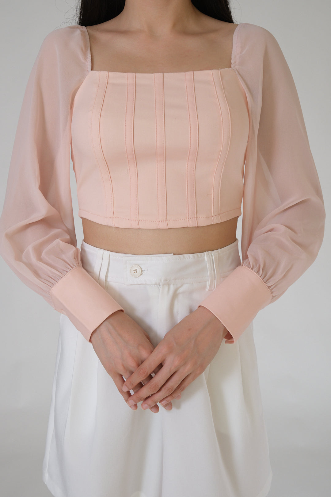 Chixxie Natasha Long Sleeve Crop Top (Pink)