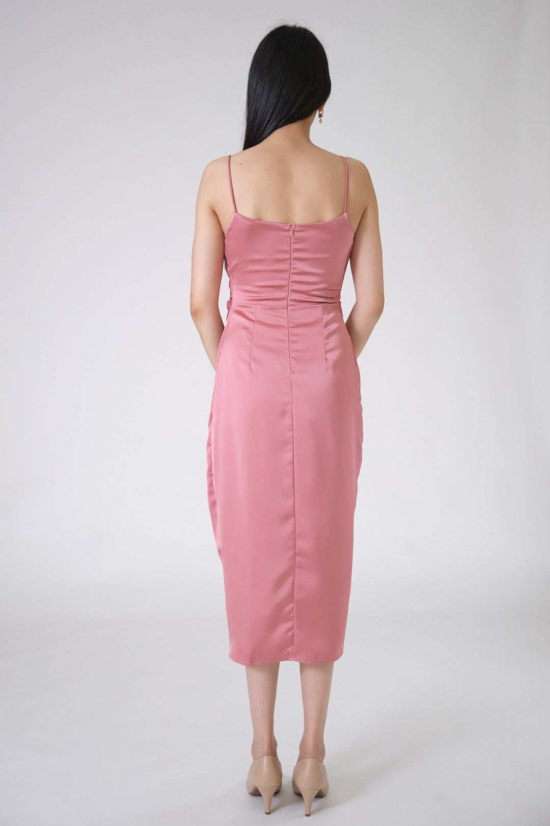 Chixxie Gigi Satin Slit Dress (Pink)