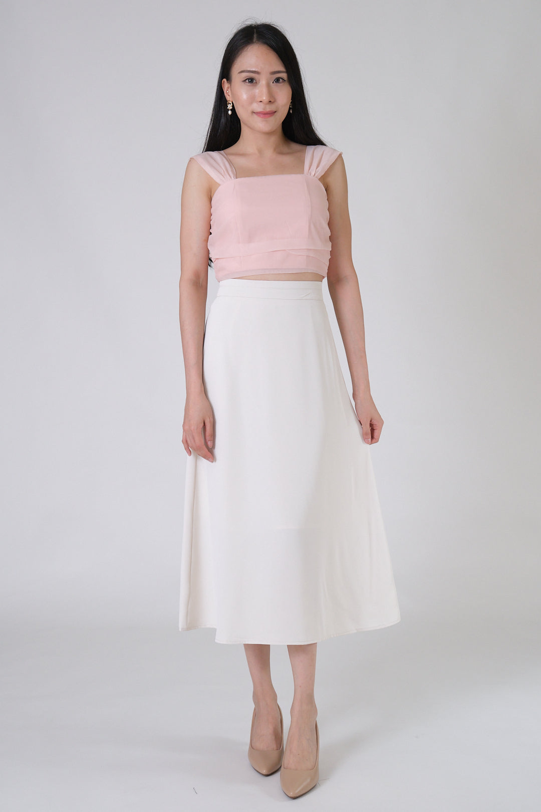 Chixxie Adeline Flare Skirt (Beige)
