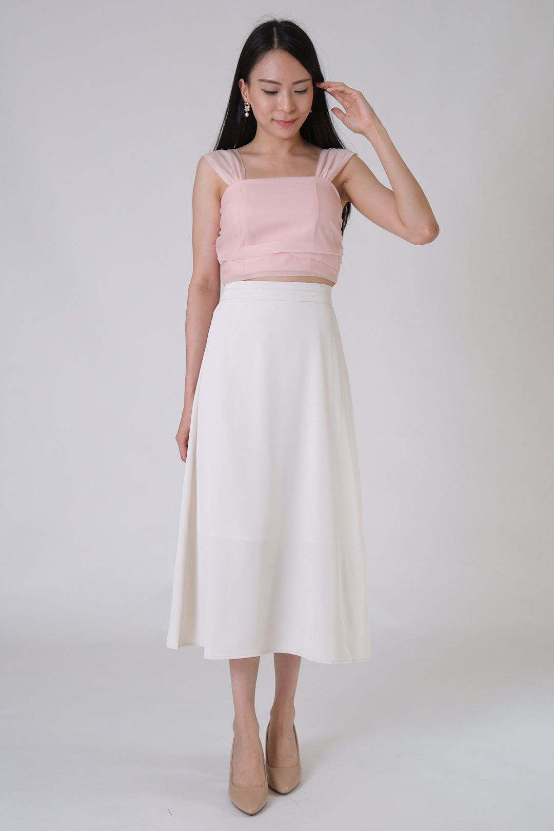 Chixxie Adeline Flare Skirt (Beige)