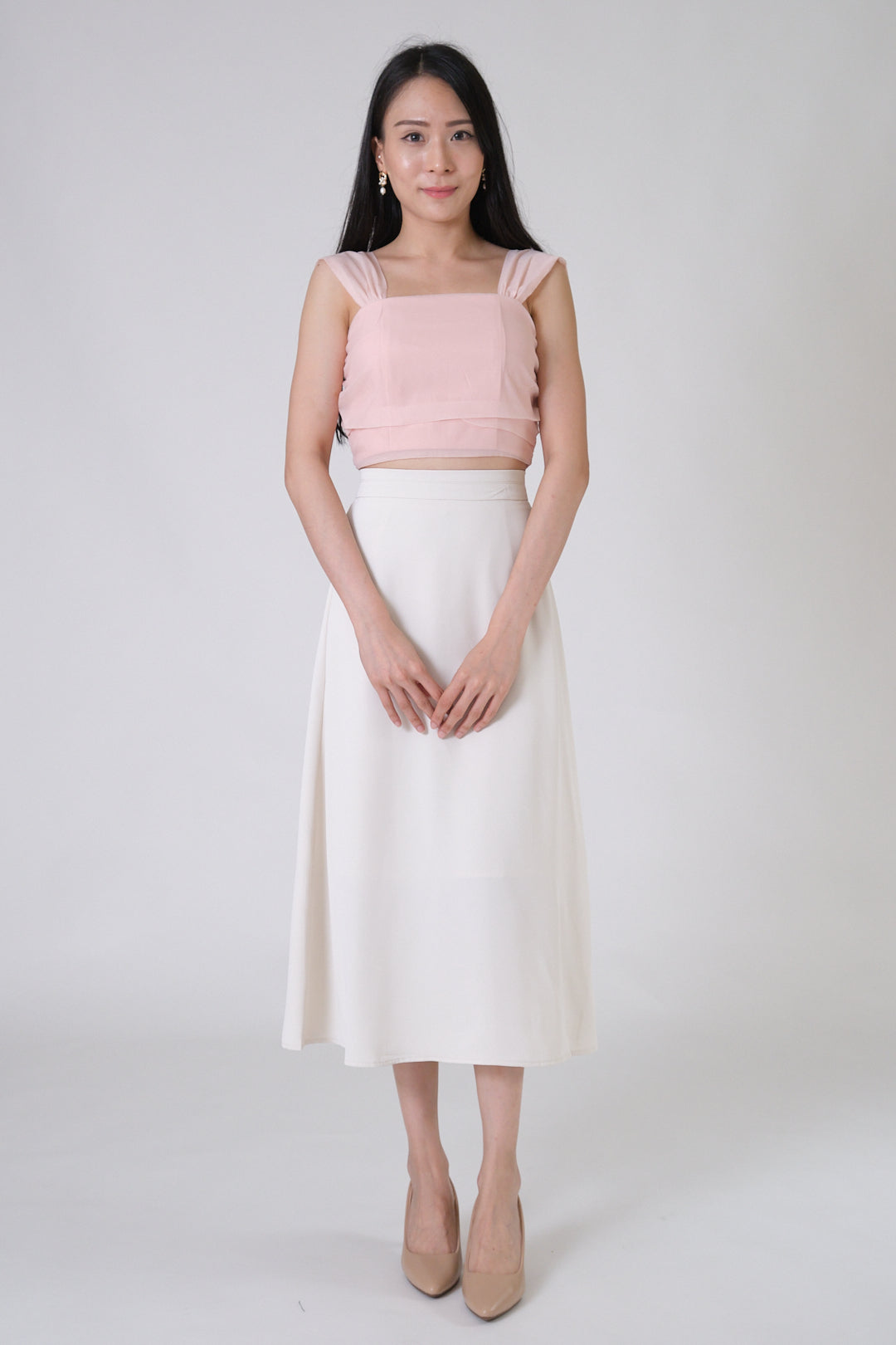 Chixxie Adeline Flare Skirt (Beige)