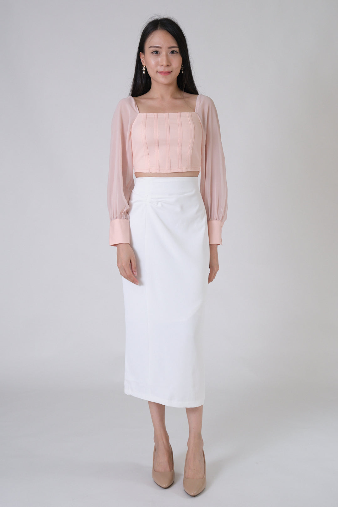 Chixxie Cheryl Midi Skirt (White)