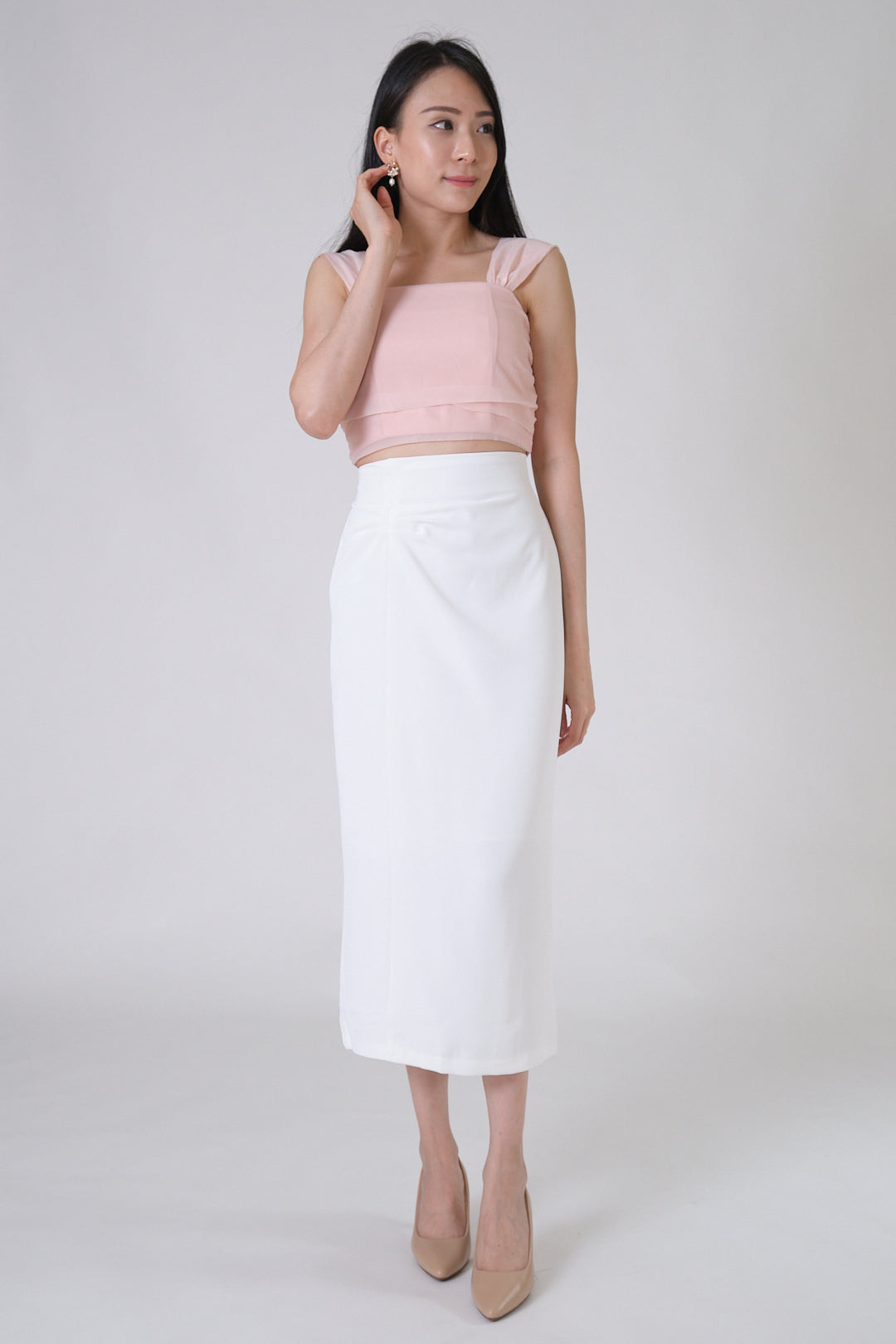 Chixxie Cheryl Midi Skirt (White)
