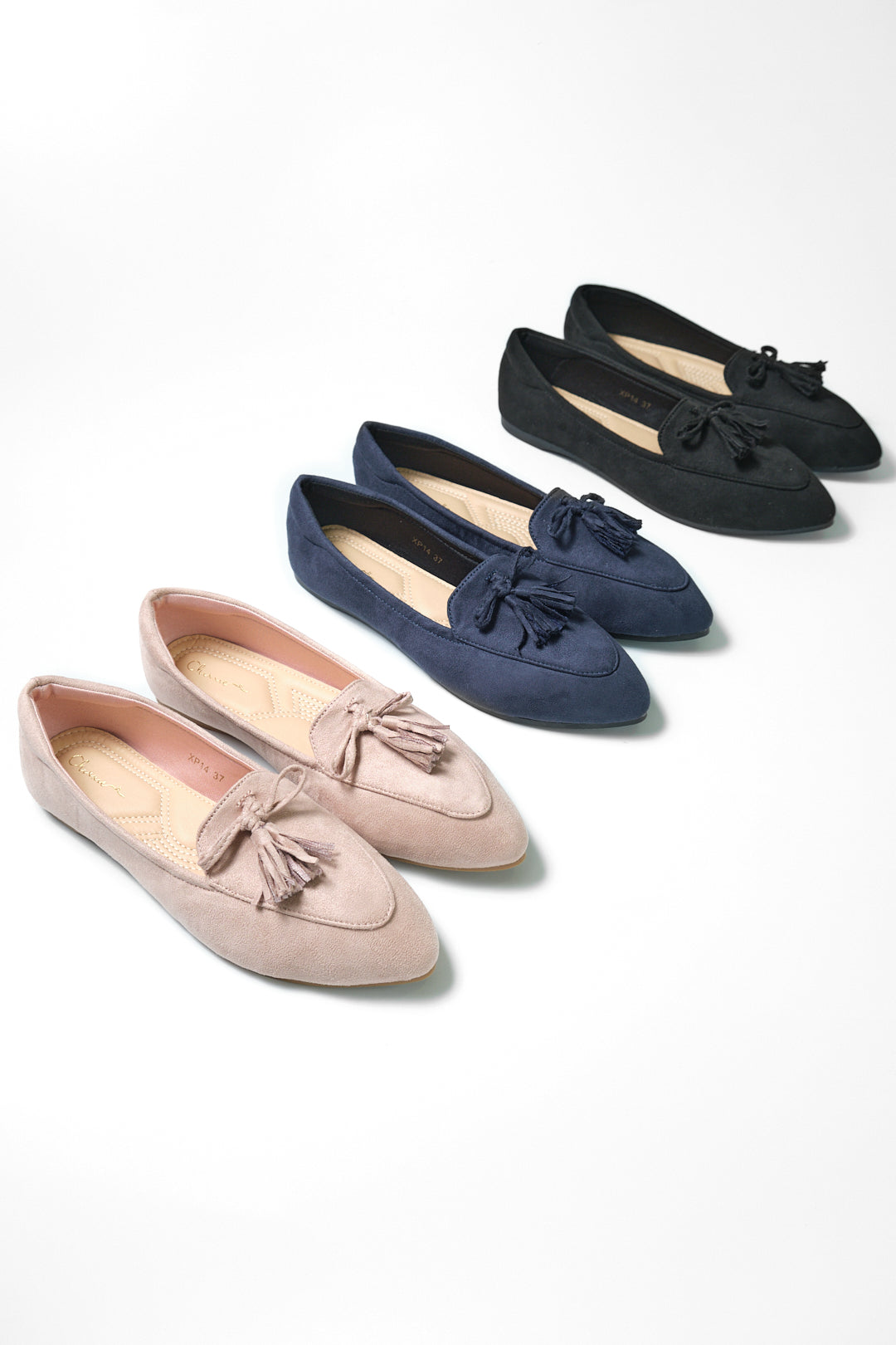 Chixxie XP14 Suede Tassle Pointed Toe Flats