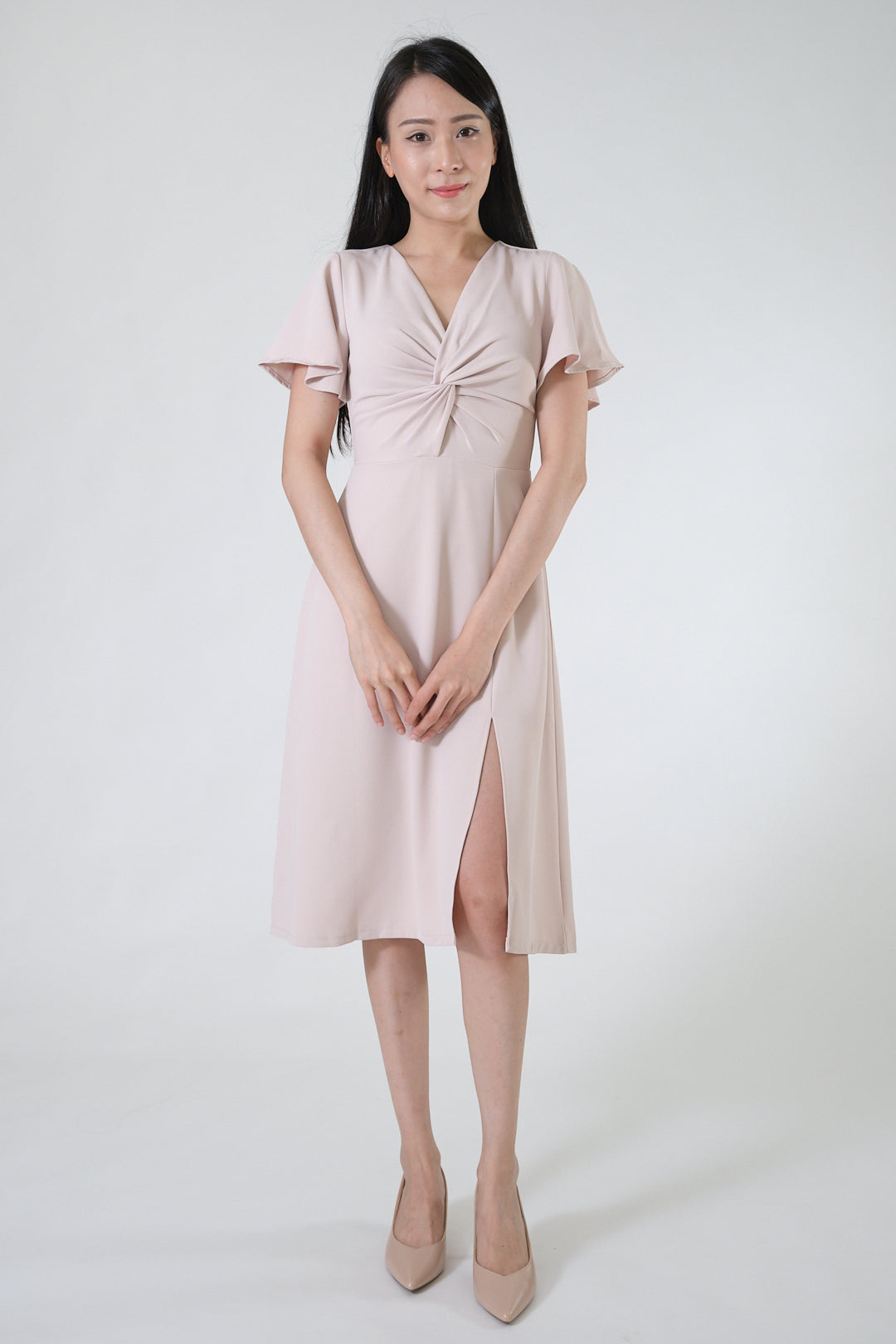 Chixxie Audrey Midi Dress (Beige)