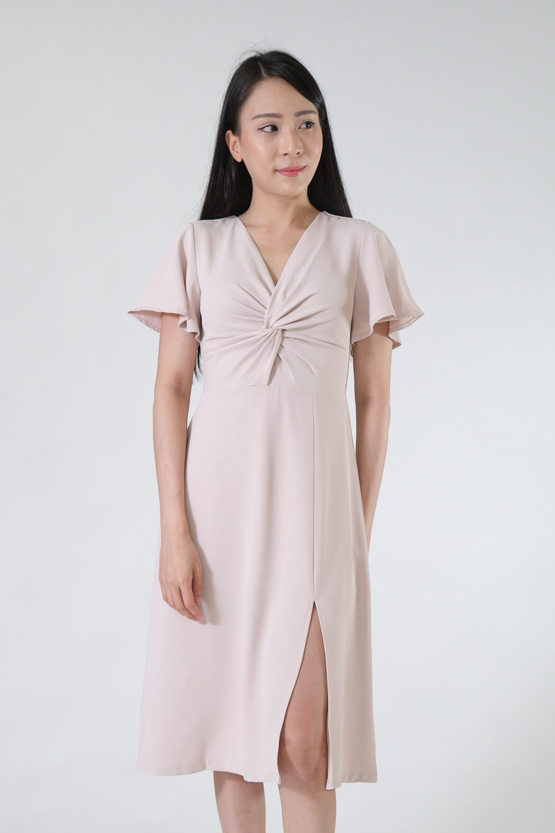 Chixxie Audrey Midi Dress (Beige)