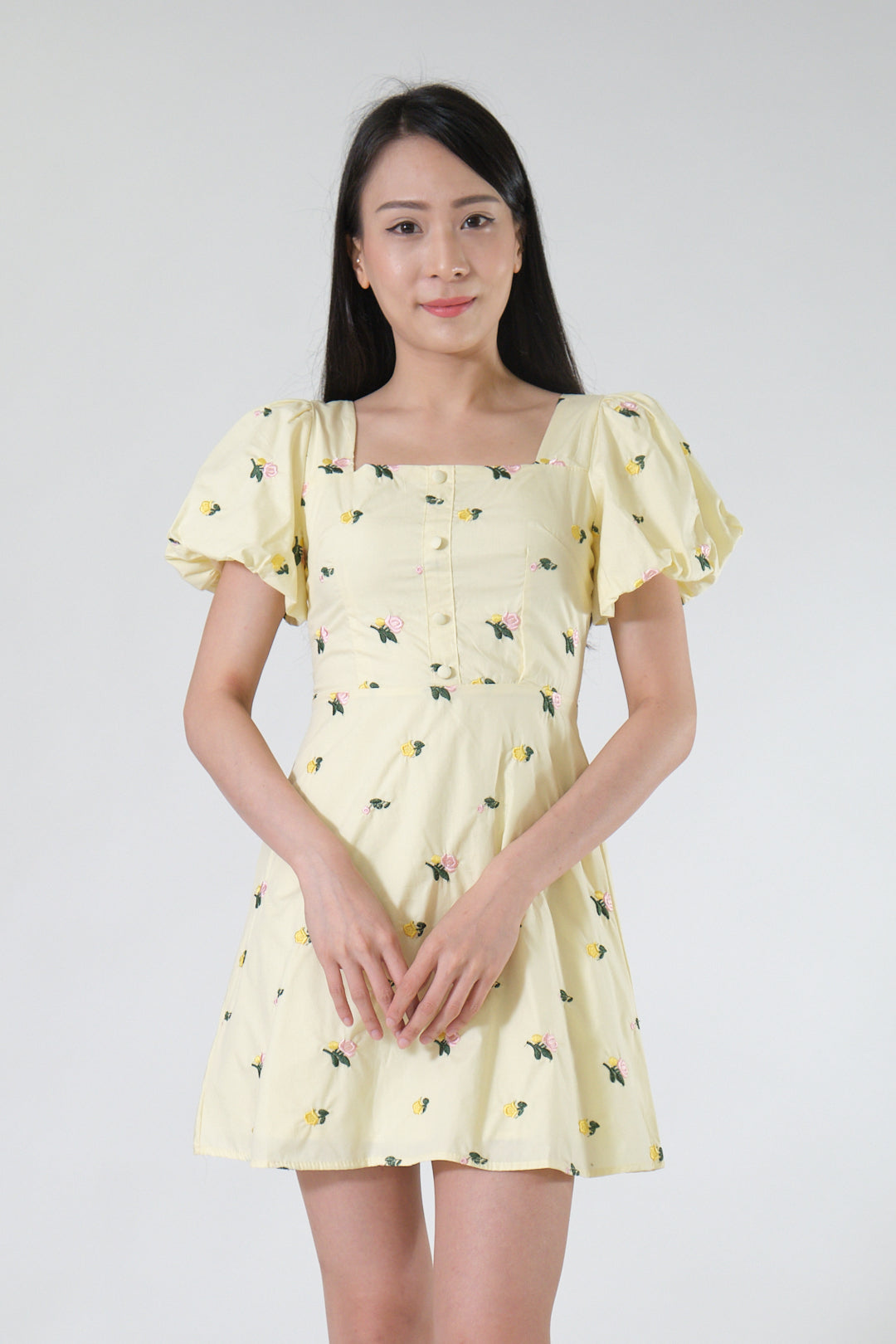 Chixxie Nana Floral Short Dress (Yellow)