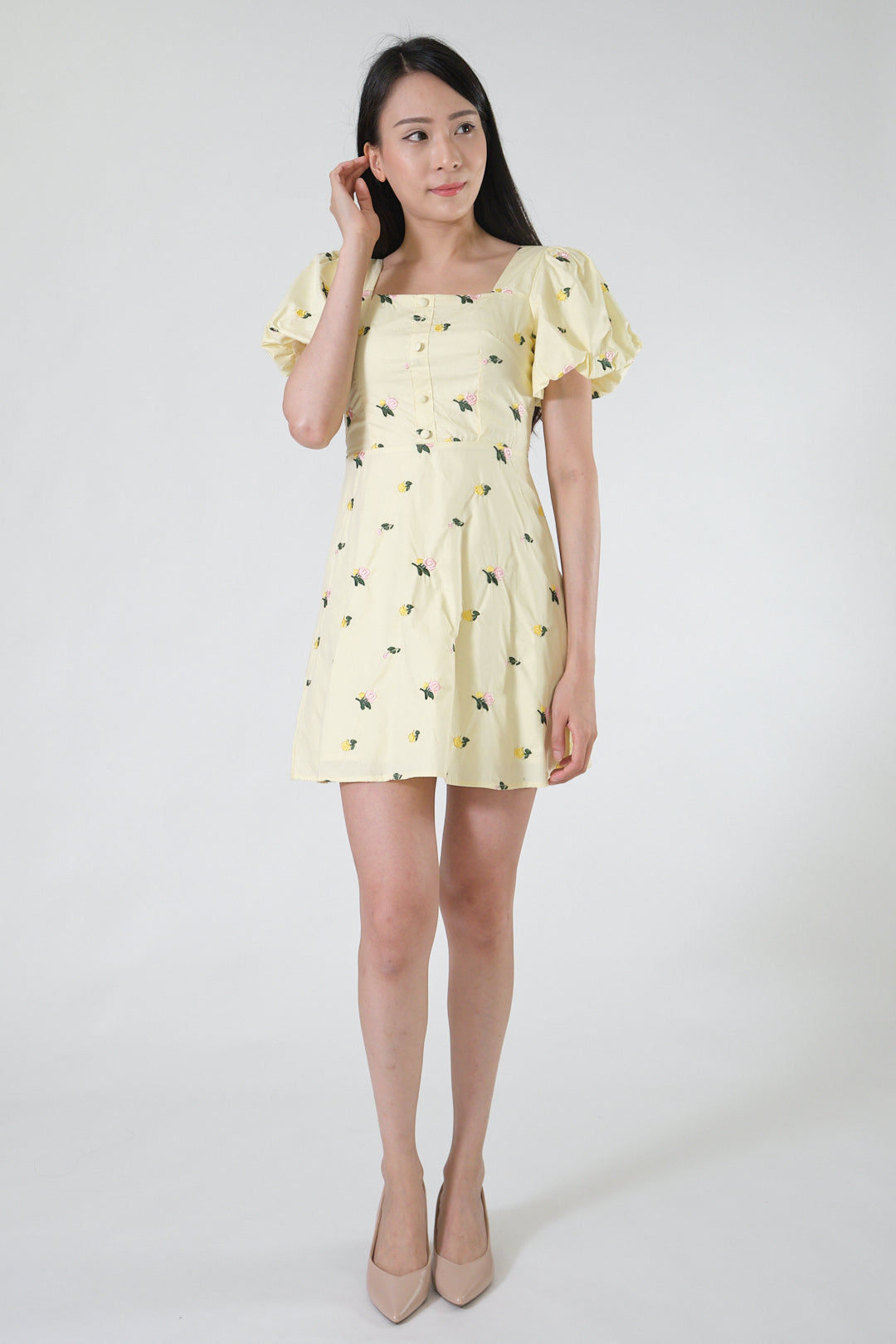 Chixxie Nana Floral Short Dress (Yellow)