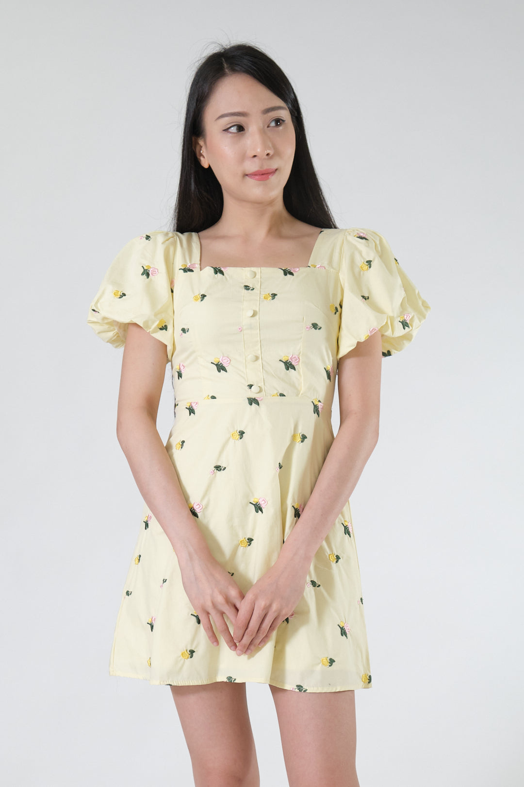 Chixxie Nana Floral Short Dress (Yellow)