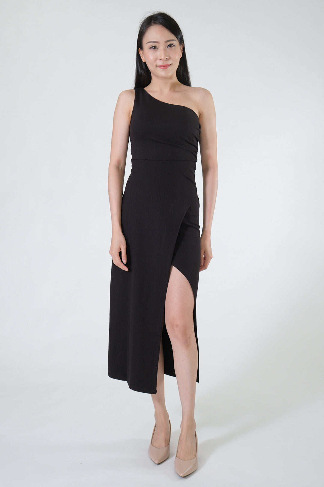 Chixxie Lana Toga Slit Dress (Black)