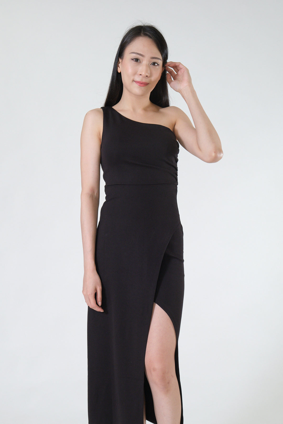 Chixxie Lana Toga Slit Dress (Black)