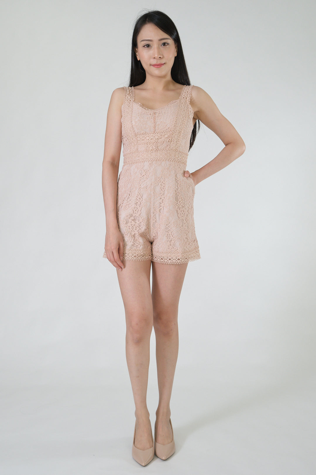 Chixxie Belle Lace Playsuit (Pink)