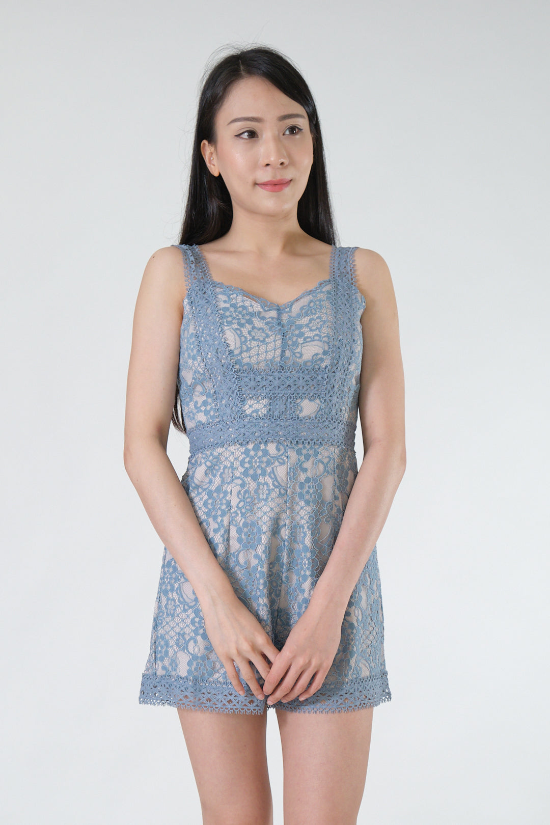 Chixxie Belle Lace Playsuit (Blue)