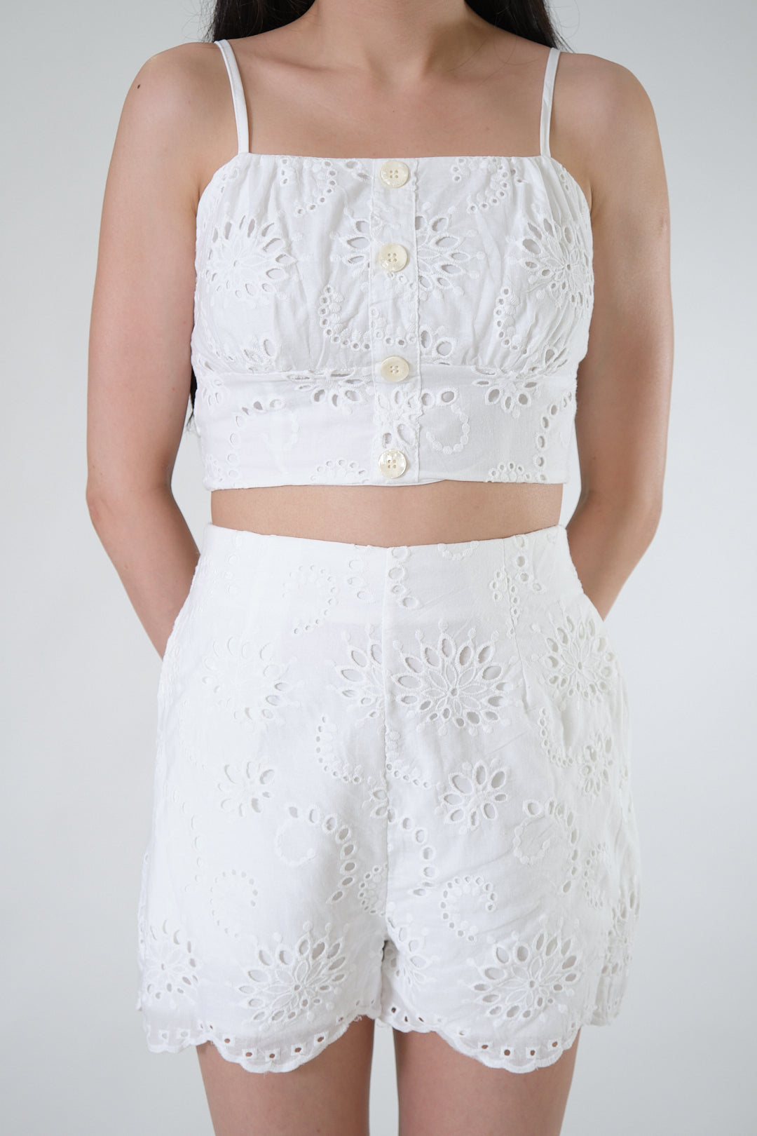 Chixxie Clarice Two-Piece Lace Set (White)