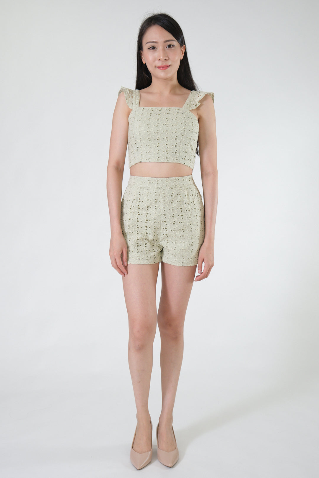 Chixxie Celine Two-Piece Lace Set (Sage)