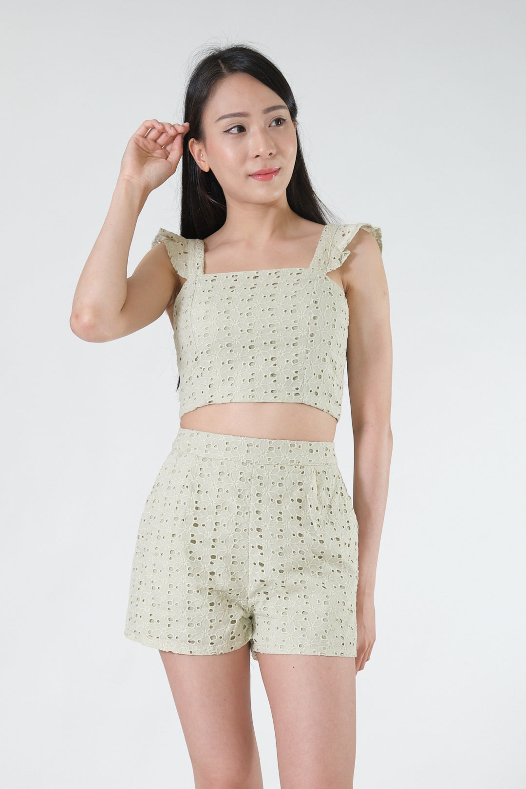 Chixxie Celine Two-Piece Lace Set (Sage)