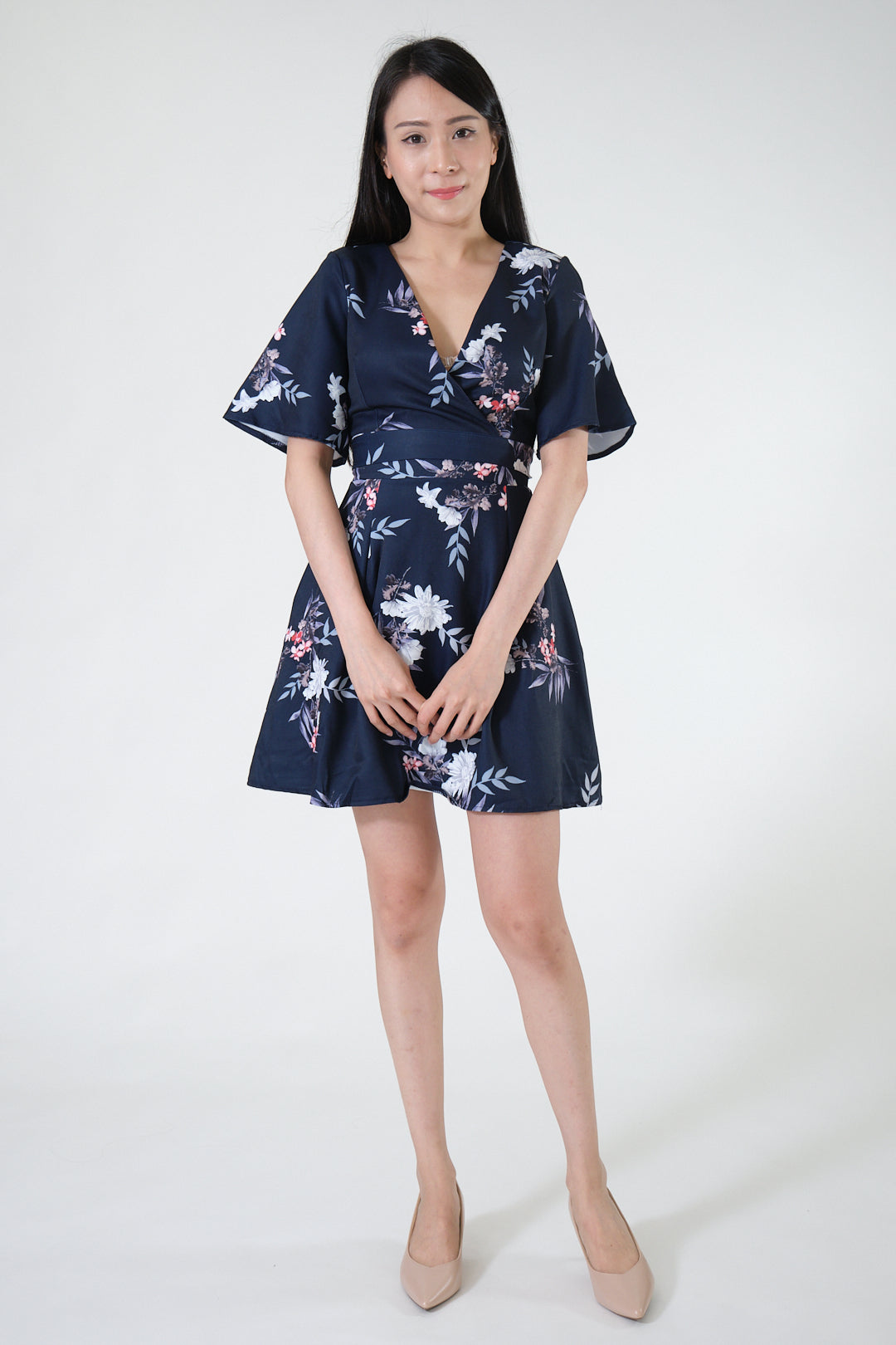 Chixxie Alice Floral Playsuit (Navy)