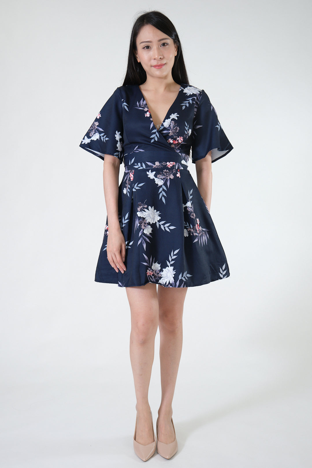 Chixxie Alice Floral Playsuit (Navy)