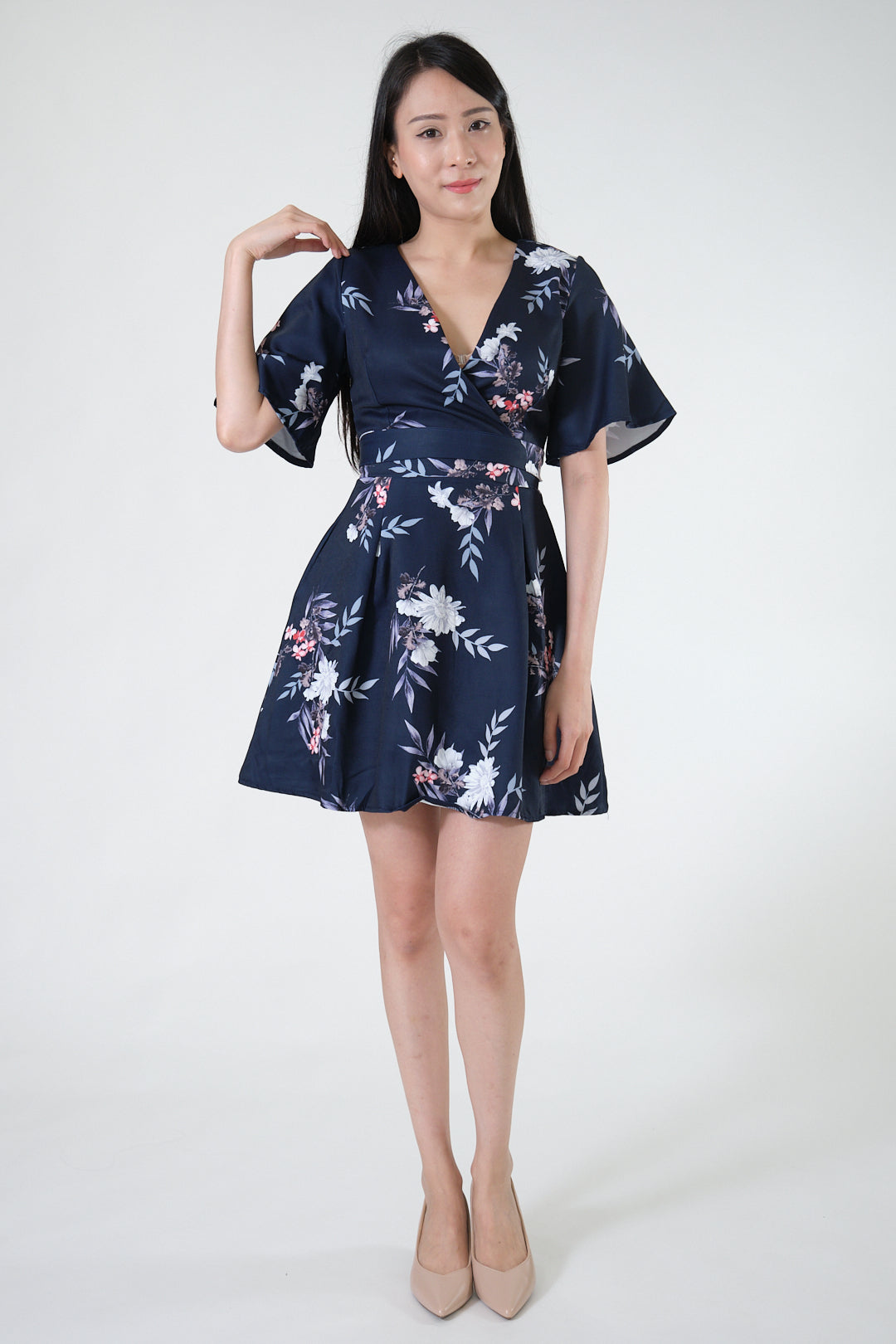 Chixxie Alice Floral Playsuit (Navy)