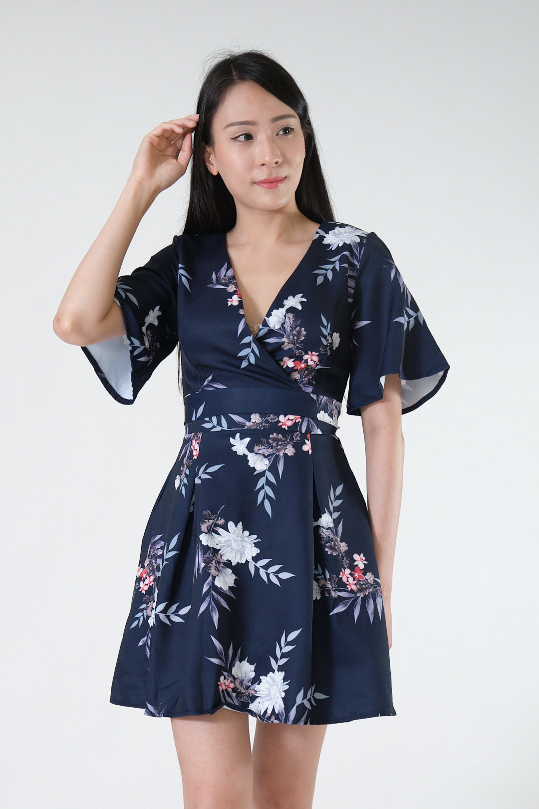 Chixxie Alice Floral Playsuit (Navy)