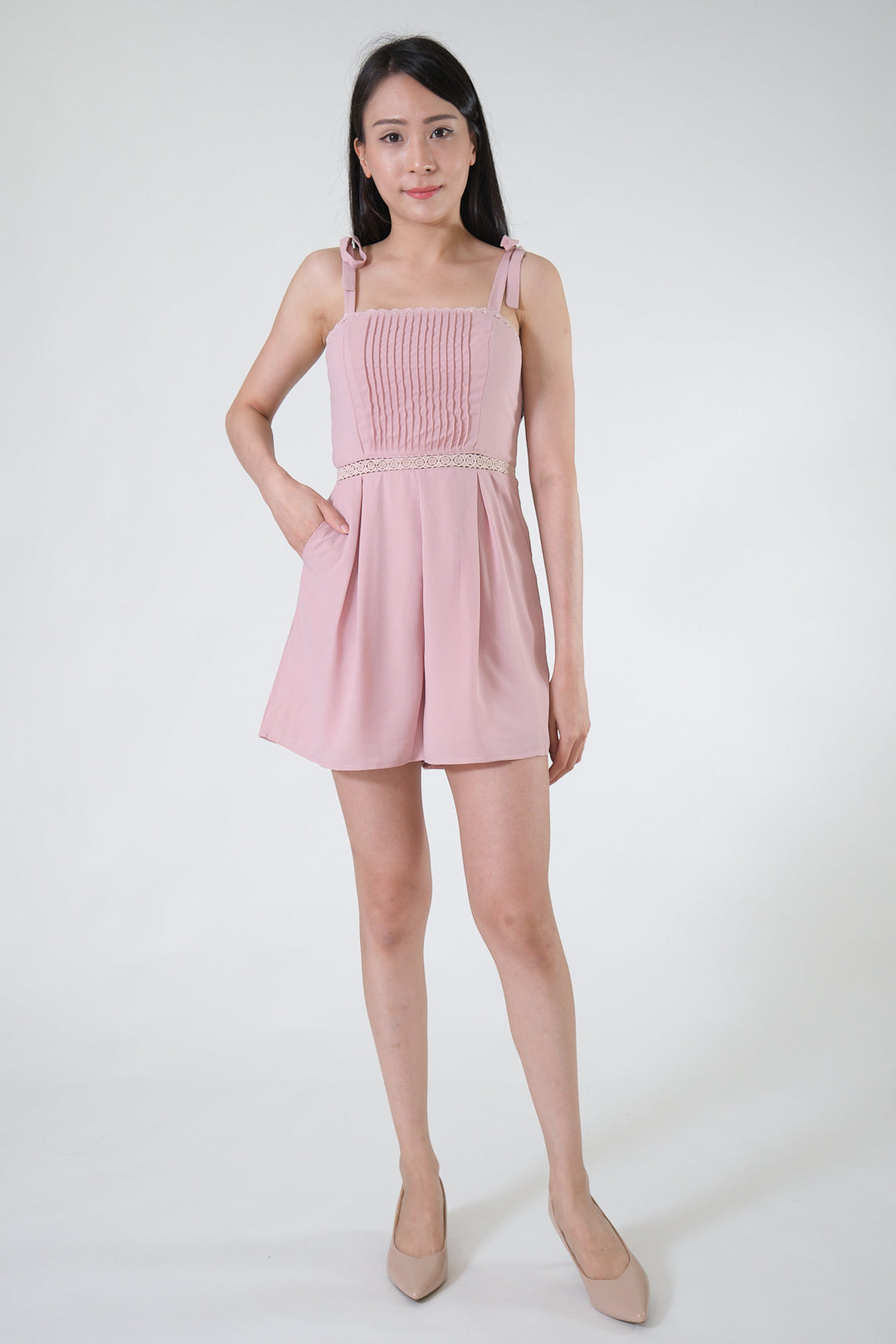 Chixxie Holly Ribbon Playsuit (Pink)