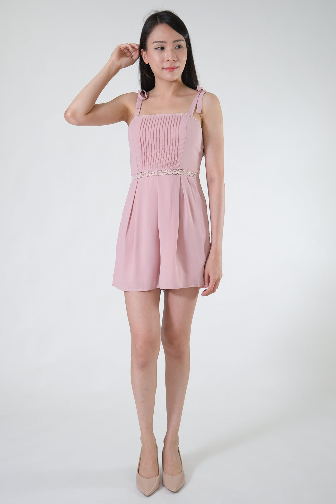 Chixxie Holly Ribbon Playsuit (Pink)