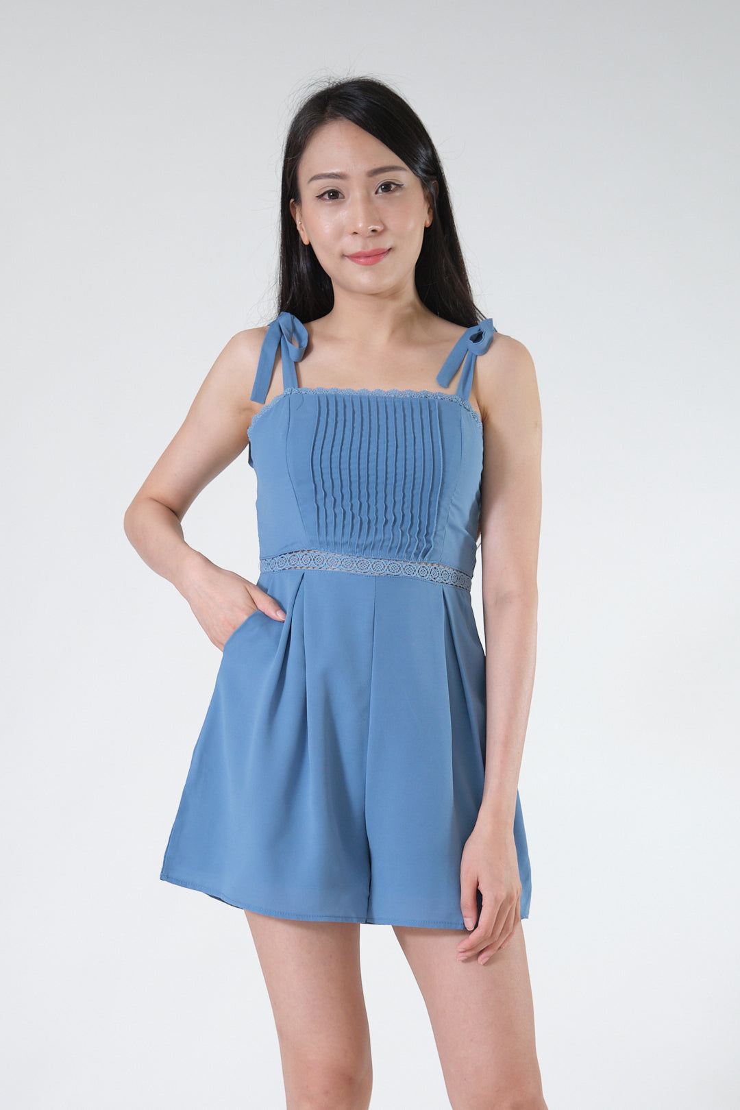 Chixxie Holly Ribbon Playsuit (Blue)