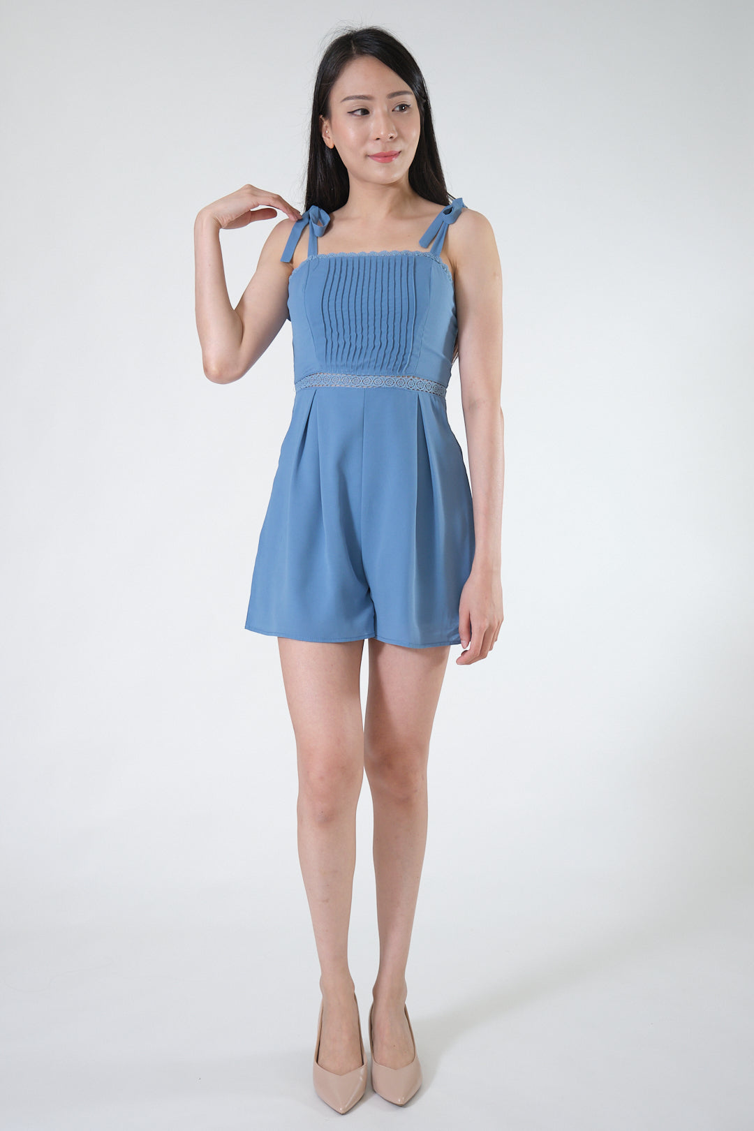 Chixxie Holly Ribbon Playsuit (Blue)
