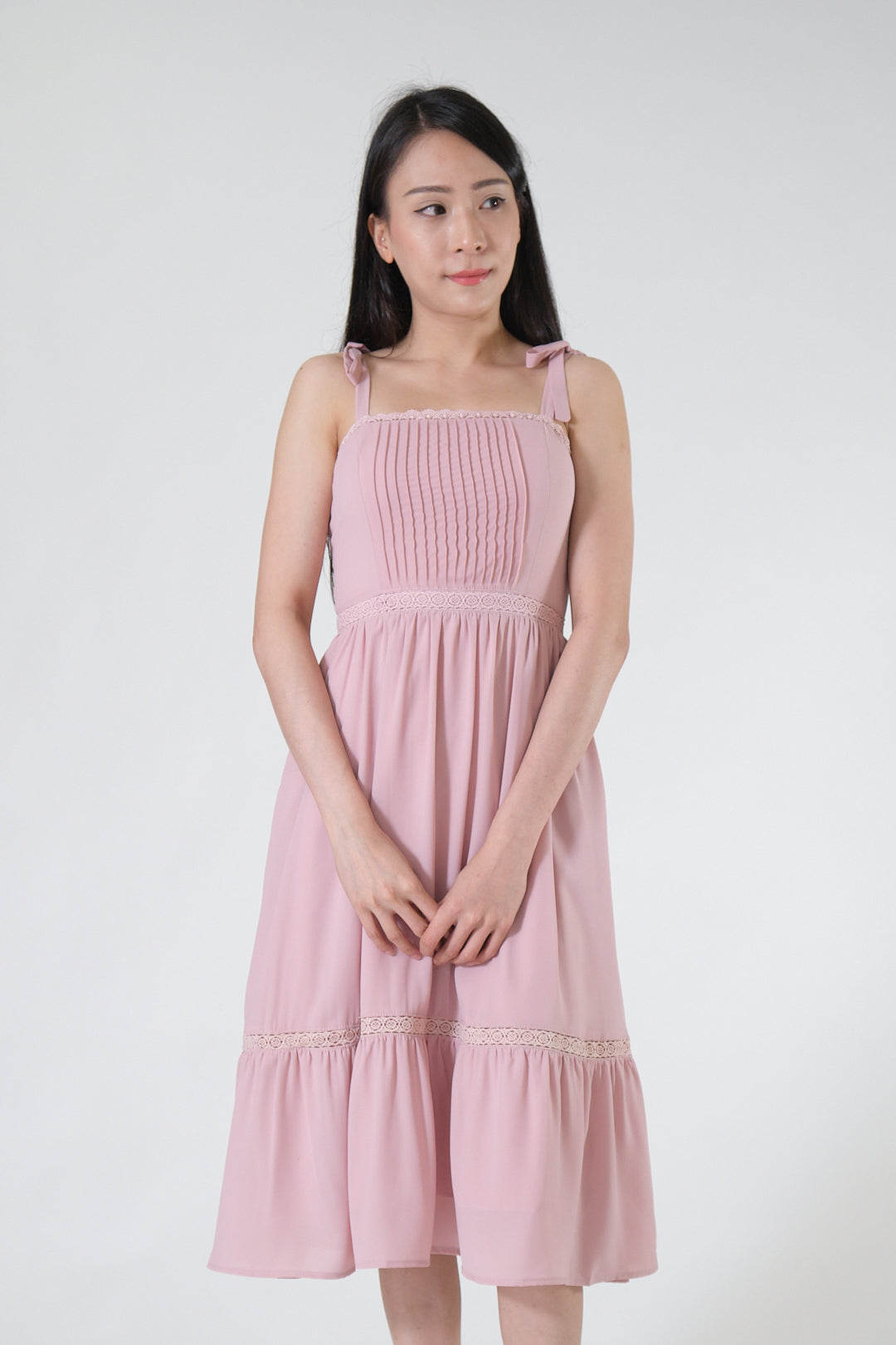 Chixxie Dionne Ribbon Midi Dress (Pink)