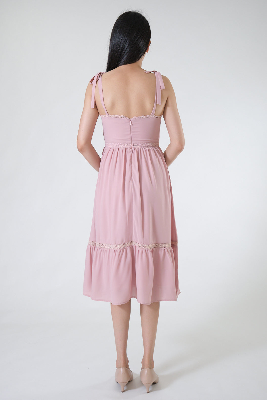 Chixxie Dionne Ribbon Midi Dress (Pink)
