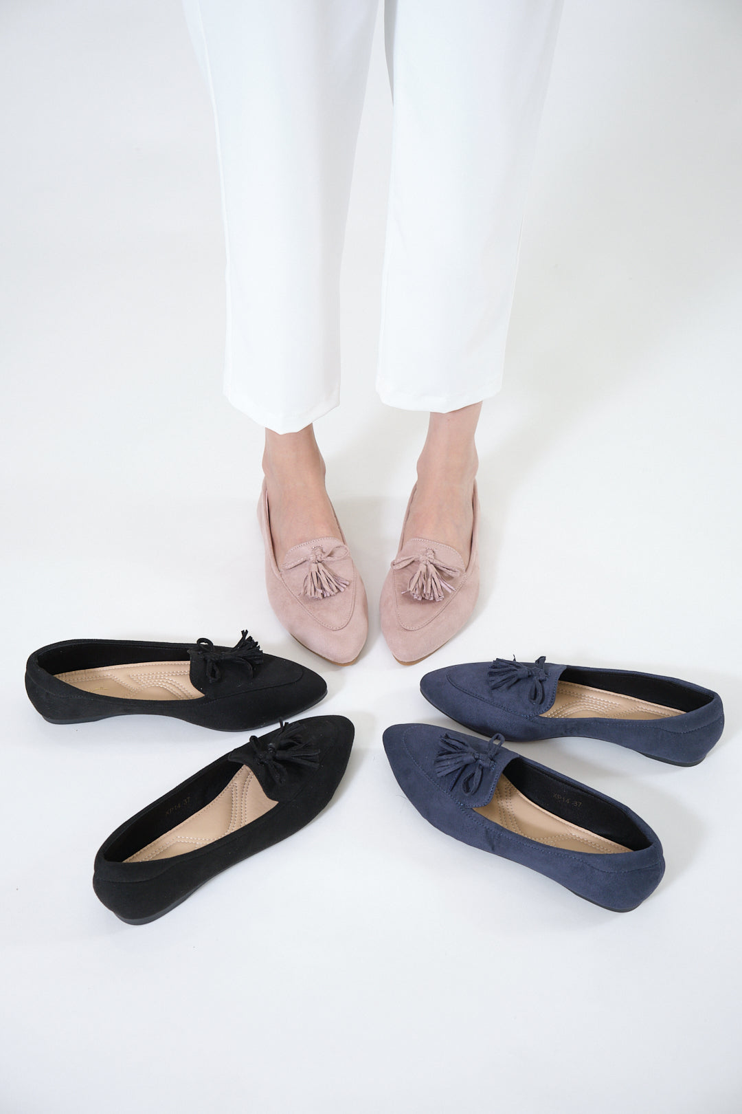 Chixxie XP14 Suede Tassle Pointed Toe Flats