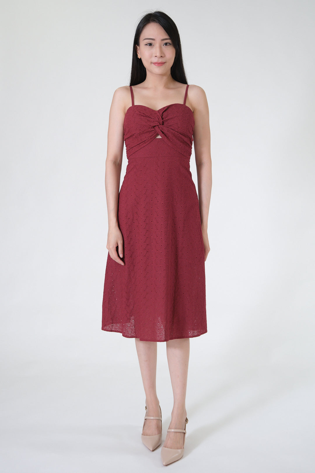 Chixxie Emily Lace Midi Dress (Red)