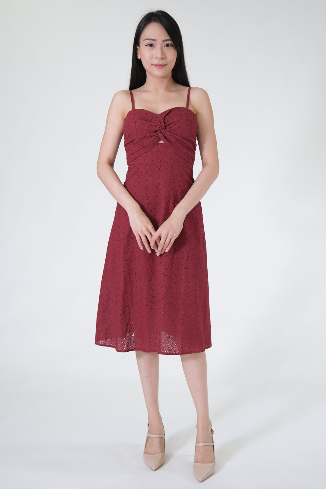 Chixxie Emily Lace Midi Dress (Red)