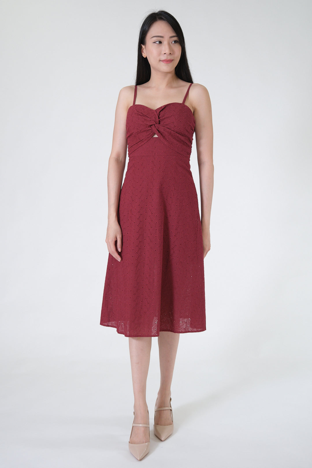 Chixxie Emily Lace Midi Dress (Red)